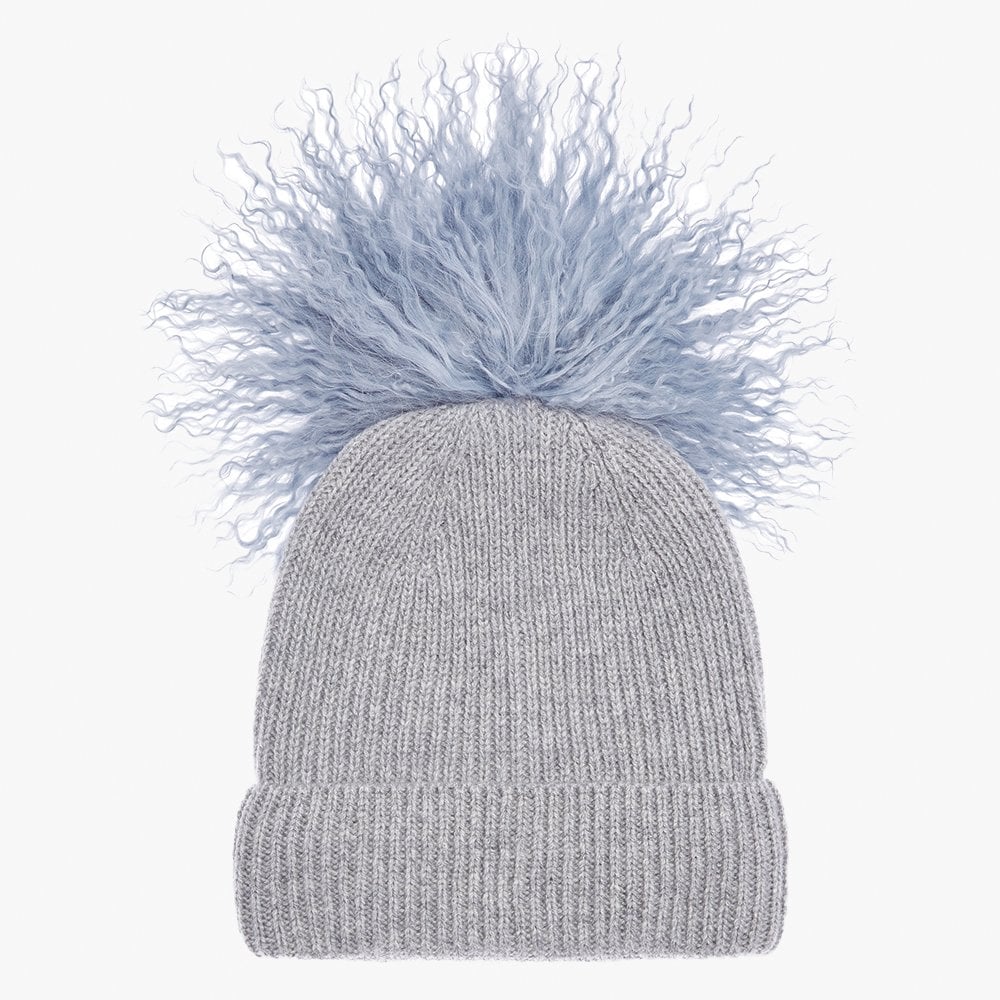 Bonnie Blue Cashmere Pom Pom Beanie Hat