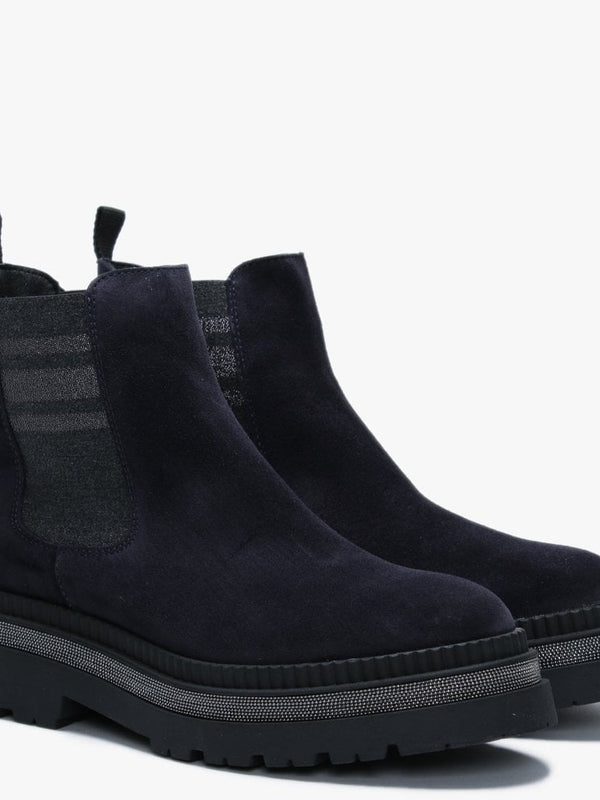 Almosa Navy Suede Chunky Chelsea Boots