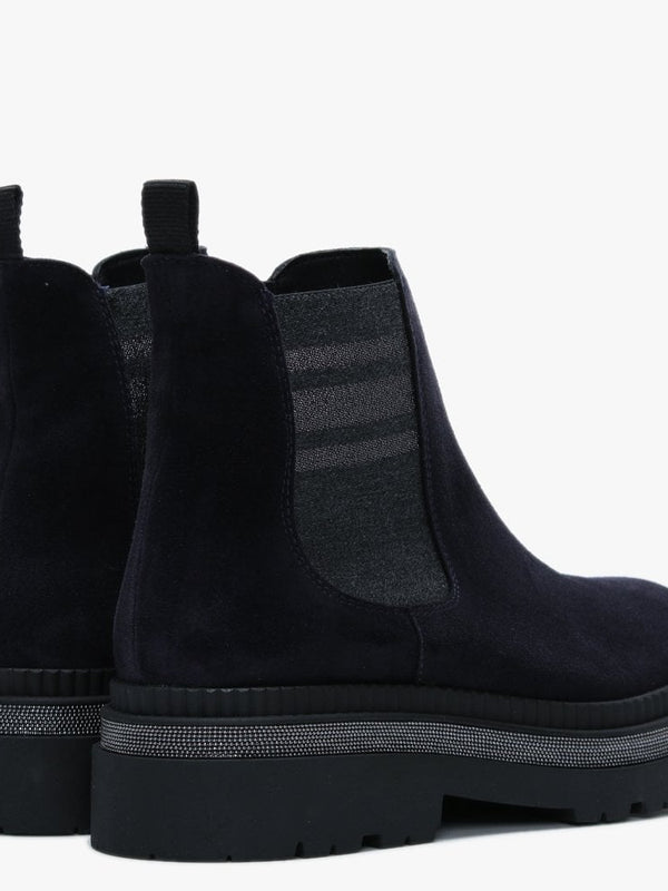 Almosa Navy Suede Chunky Chelsea Boots