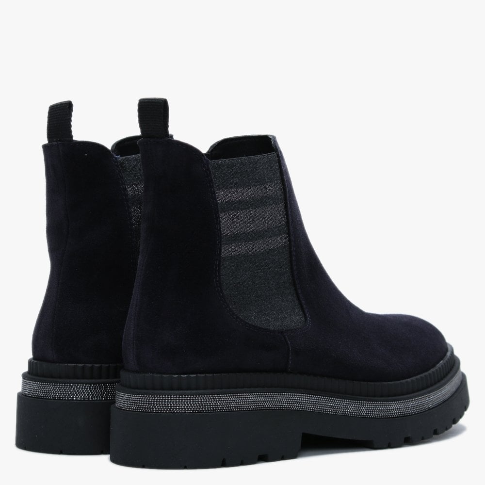 Almosa Navy Suede Chunky Chelsea Boots