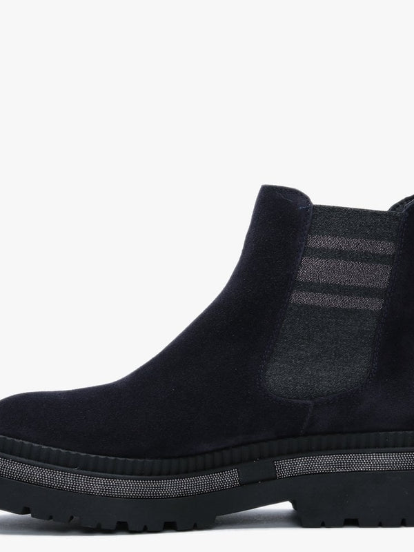 Almosa Navy Suede Chunky Chelsea Boots