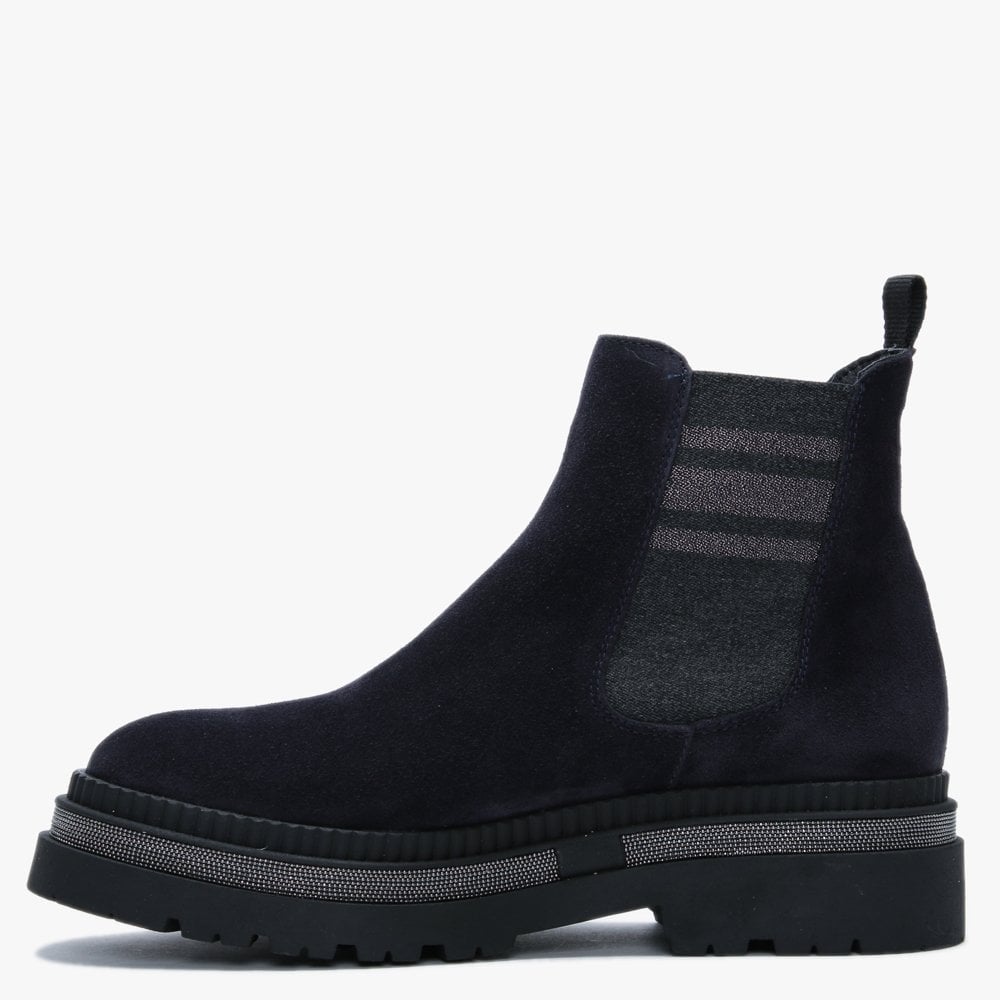Almosa Navy Suede Chunky Chelsea Boots