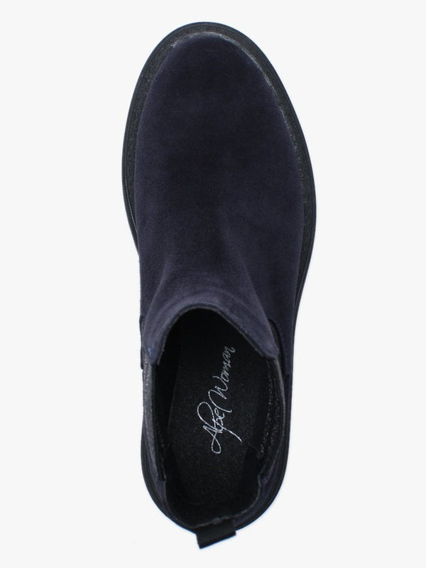Almosa Navy Suede Chunky Chelsea Boots