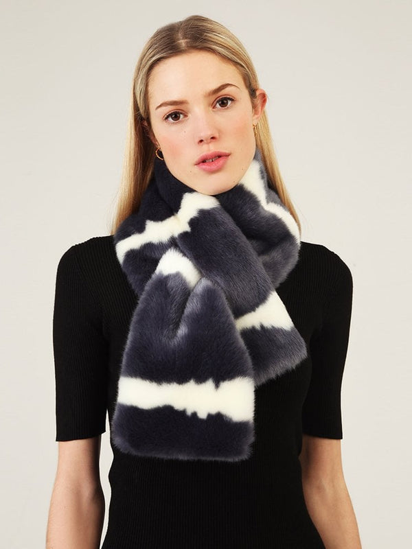 Clara Dark Denim Blur Faux Fur Scarf