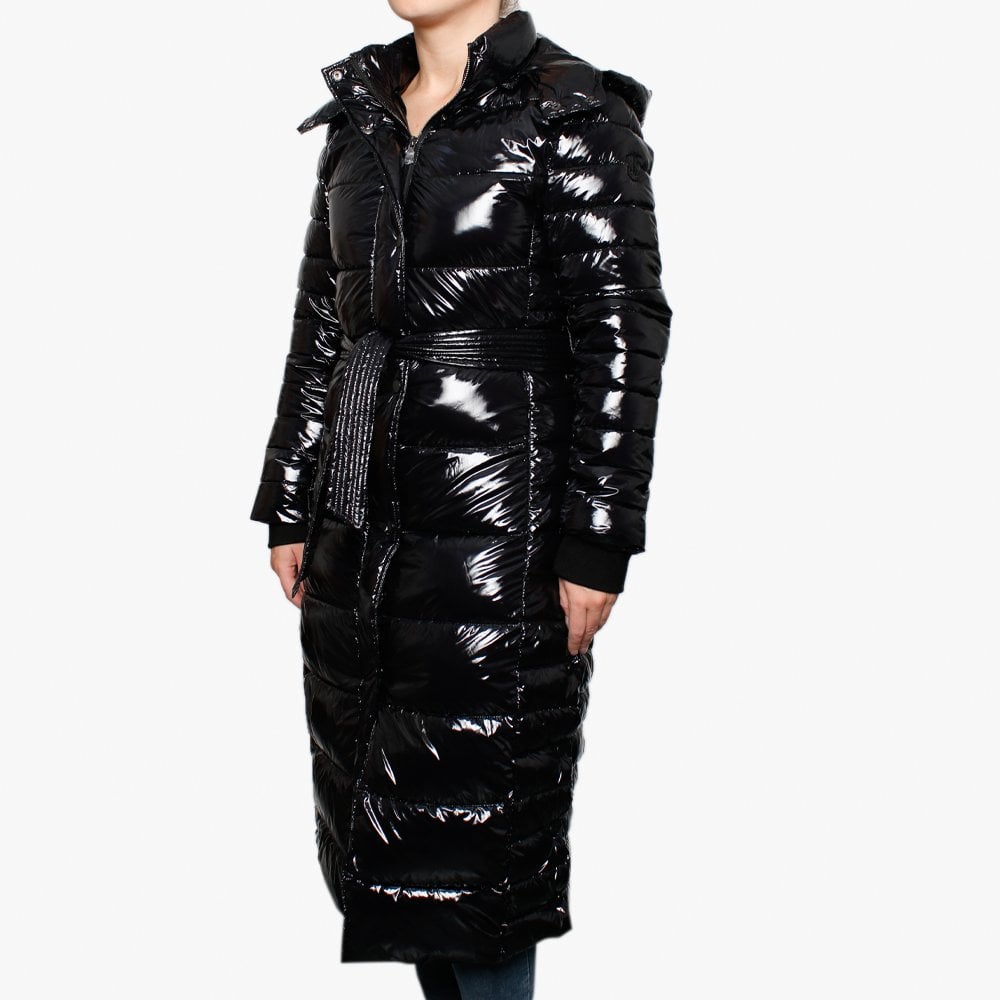 Leane Black Padded Longline Coat