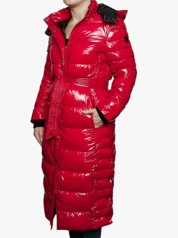 Leane Red Padded Longline Coat