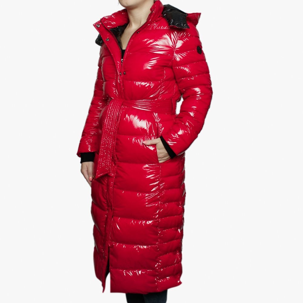 Leane Red Padded Longline Coat