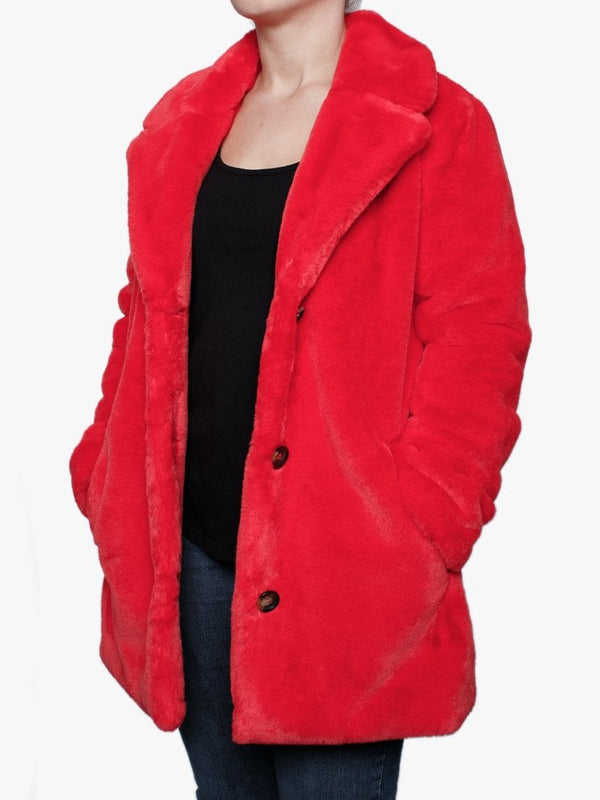 User Red Faux Fur Jacket