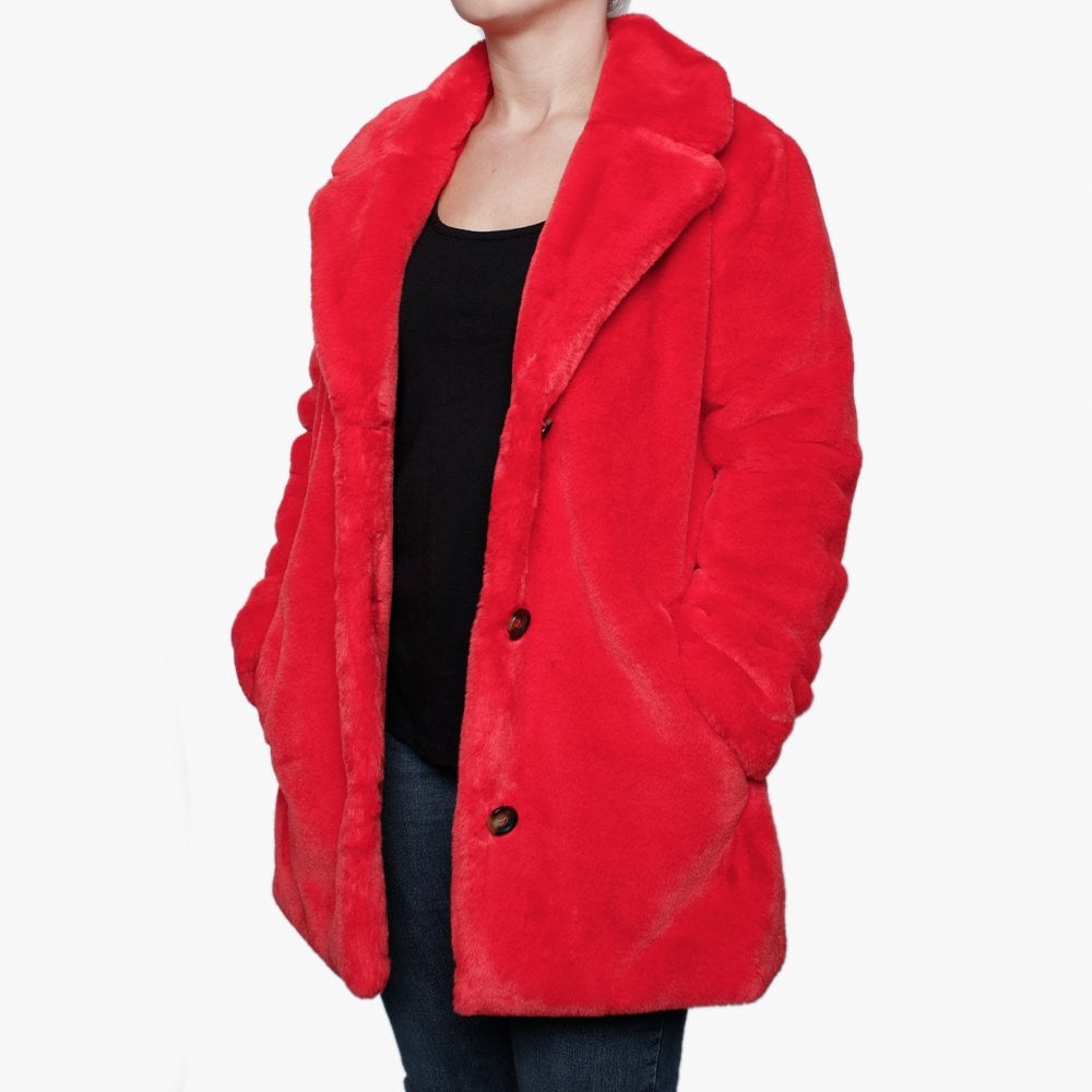 User Red Faux Fur Jacket