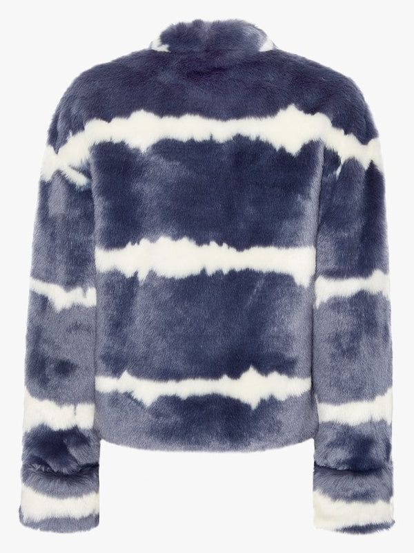 Cropped Georgia Dark Denim Blur Faux Fur Jacket