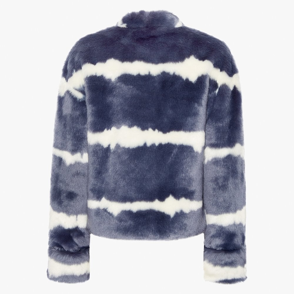 Cropped Georgia Dark Denim Blur Faux Fur Jacket