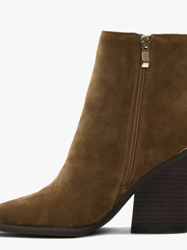 Asey Tan Suede Diamante Tassel Western Boots