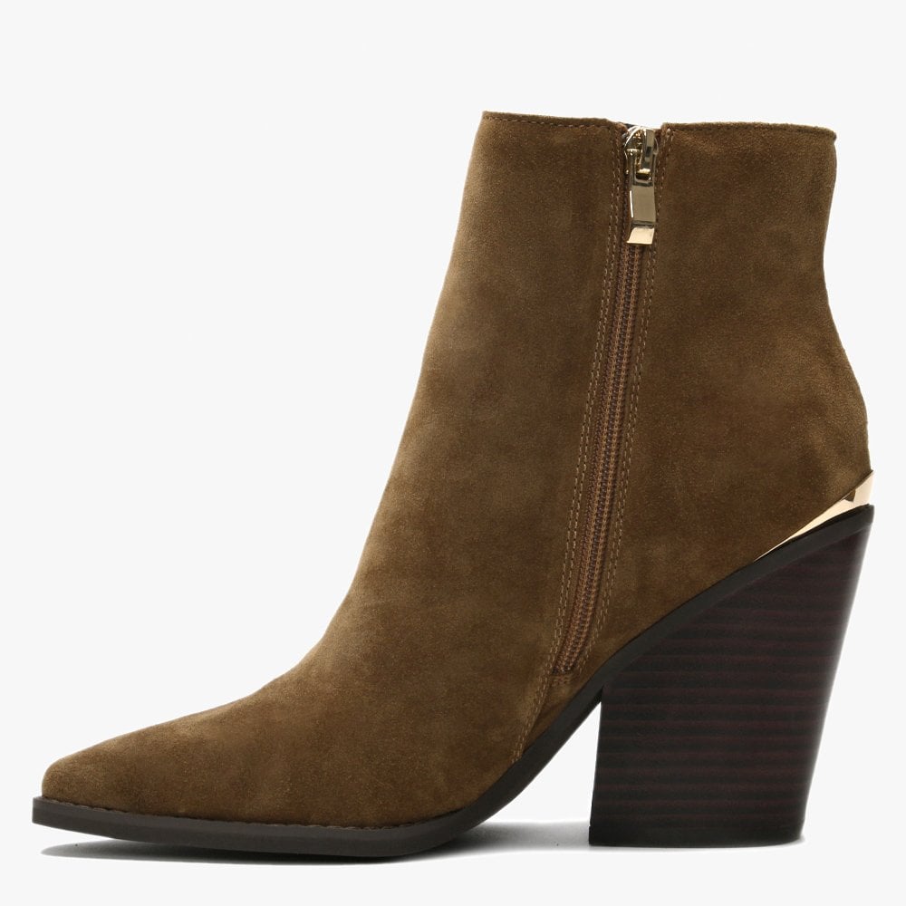 Asey Tan Suede Diamante Tassel Western Boots