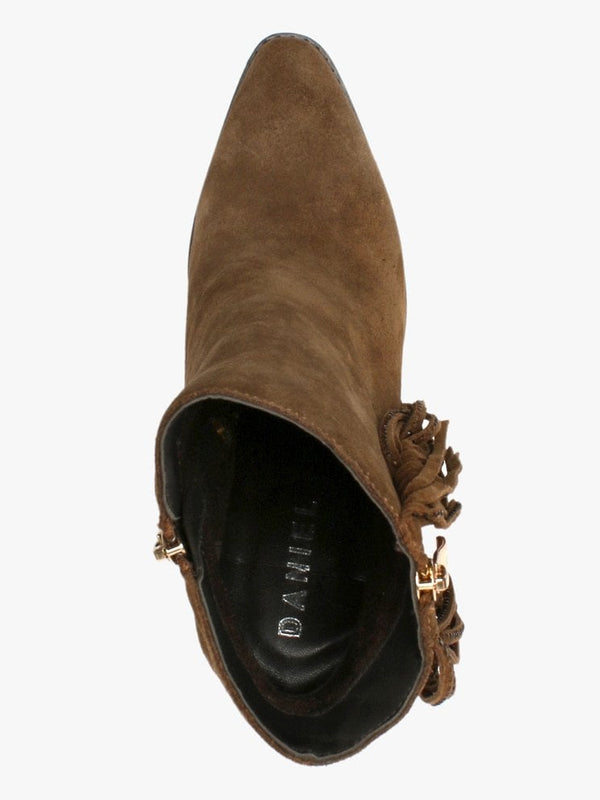 Asey Tan Suede Diamante Tassel Western Boots