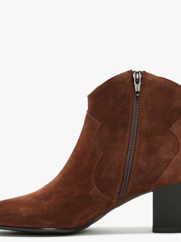 Barara Tan Suede Western Ankle Boots