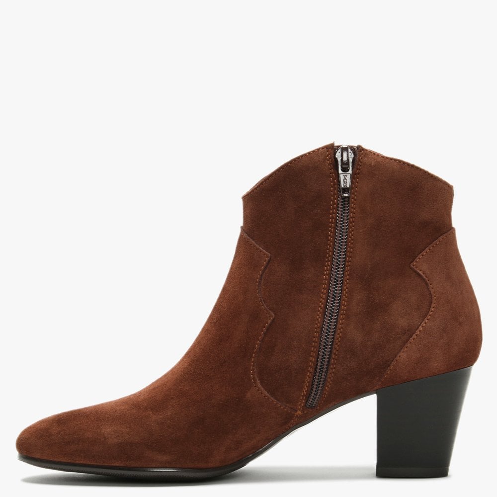 Barara Tan Suede Western Ankle Boots