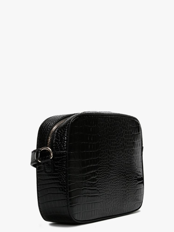Kamryn Black Moc Croc Top Zip Cross-Body Bag