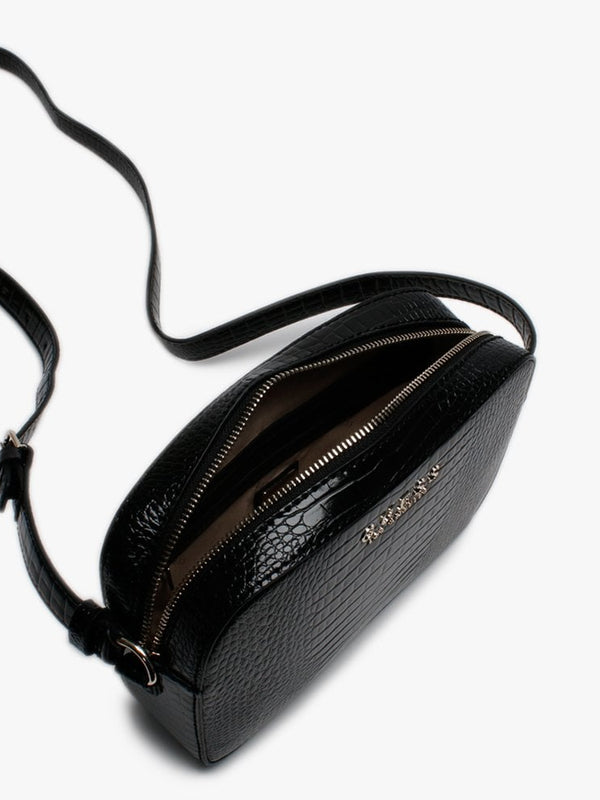 Kamryn Black Moc Croc Top Zip Cross-Body Bag
