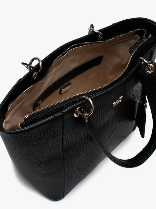 Kamryn Saffiano Black Tote Bag