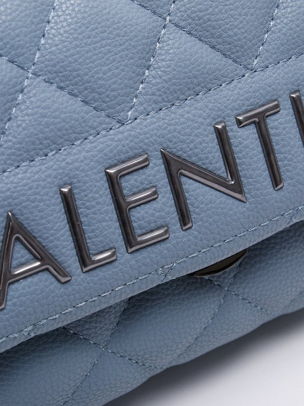 Small Licia Blue Quilted Logo Cross-Body Bag