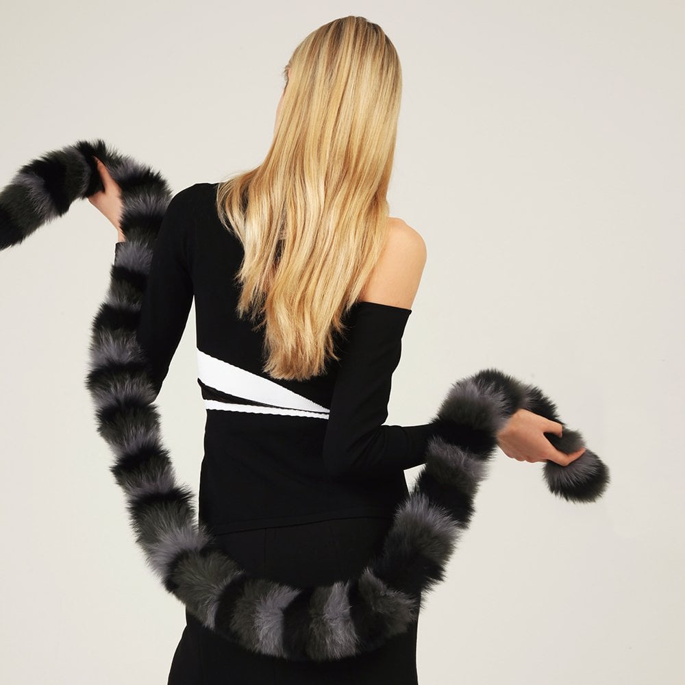 Khaki Rainbow Twist Fur Scarf
