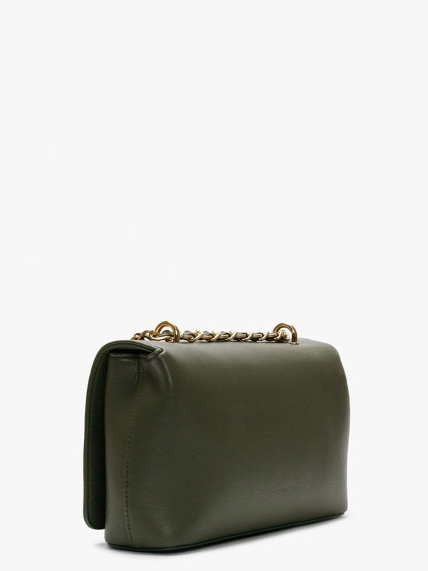 Mandolino Khaki Studded Fold Over Cross-Body Bag