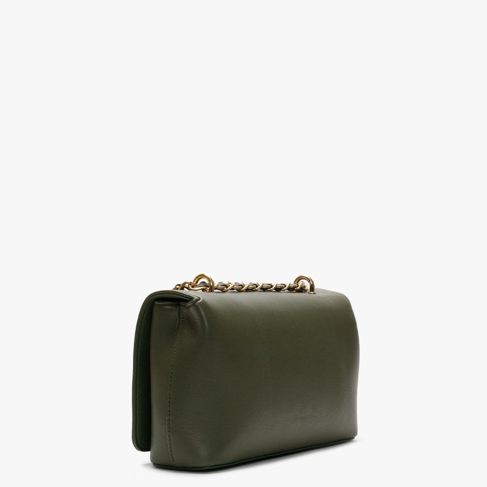 Mandolino Khaki Studded Fold Over Cross-Body Bag