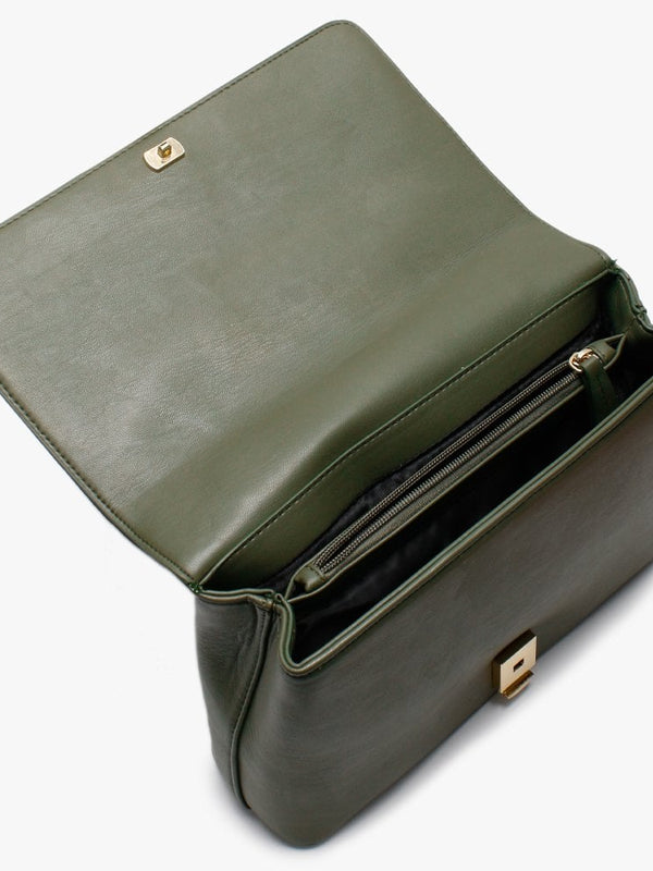 Mandolino Khaki Studded Fold Over Cross-Body Bag