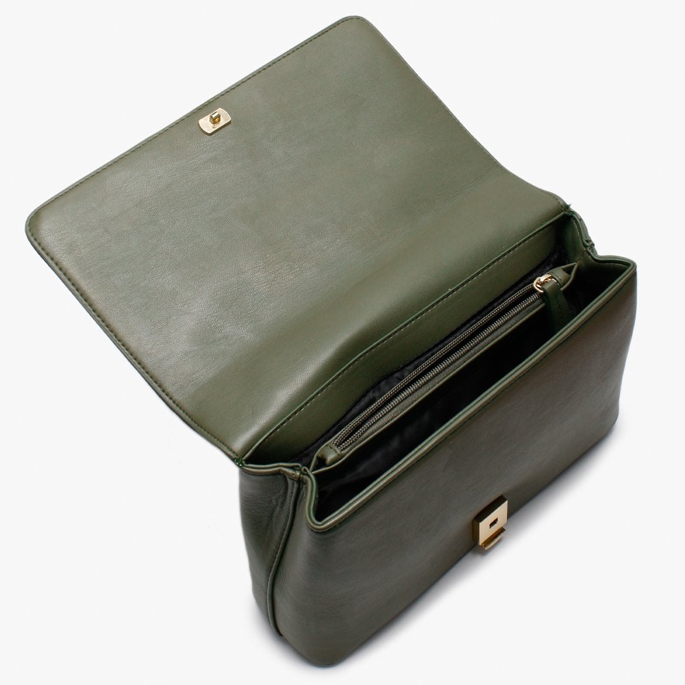 Mandolino Khaki Studded Fold Over Cross-Body Bag