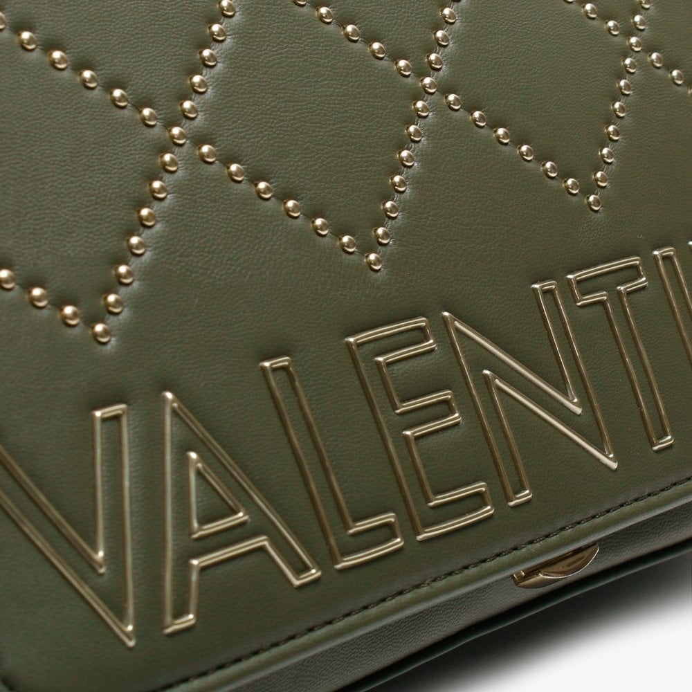 Mandolino Khaki Studded Fold Over Cross-Body Bag