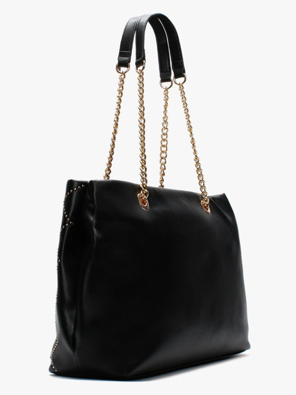 Mandolino Black Studded Chain Handle Tote Bag
