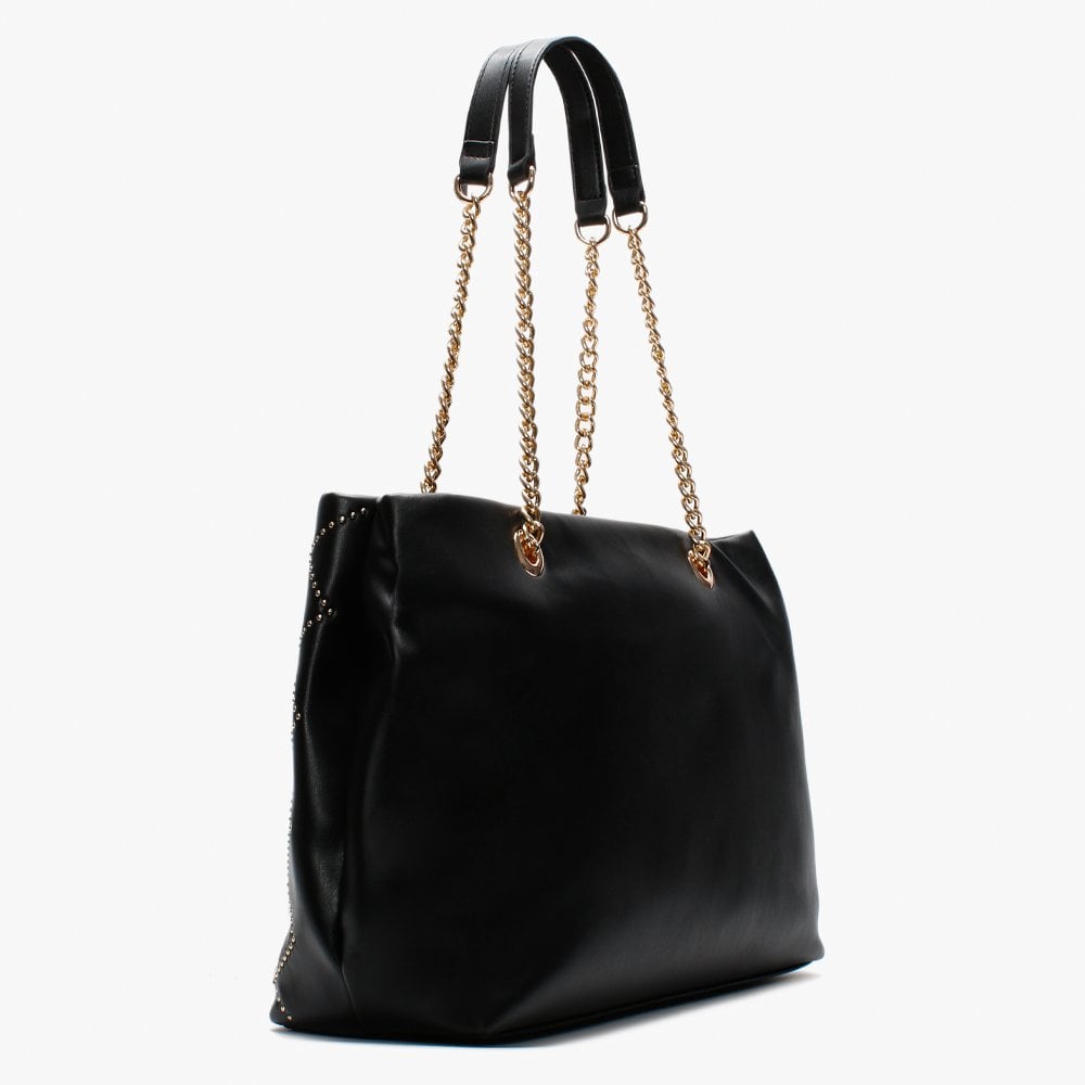 Mandolino Black Studded Chain Handle Tote Bag