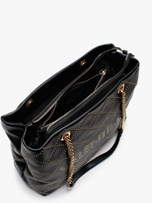 Mandolino Black Studded Chain Handle Tote Bag