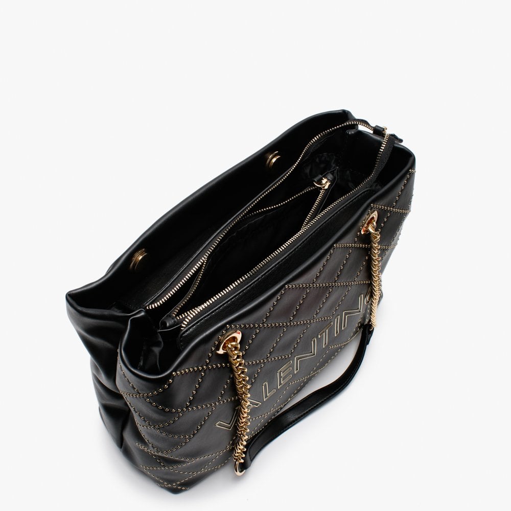Mandolino Black Studded Chain Handle Tote Bag