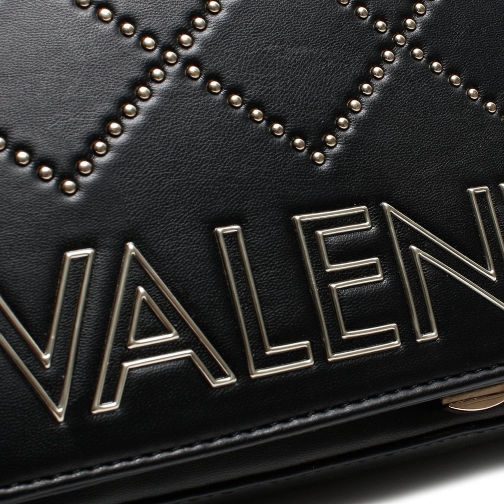 Mandolino Black Studded Foldover Cross-Body Bag