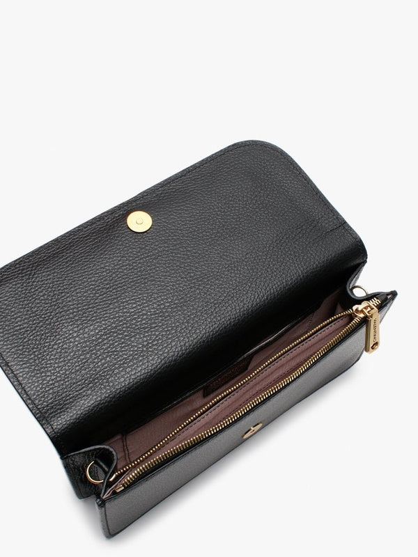 Malawi Black Grainy Leather Satchel Bag