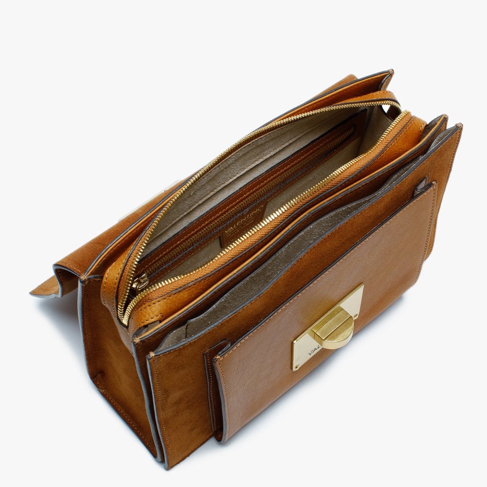 Vostok Tan Leather & Suede Satchel Bag