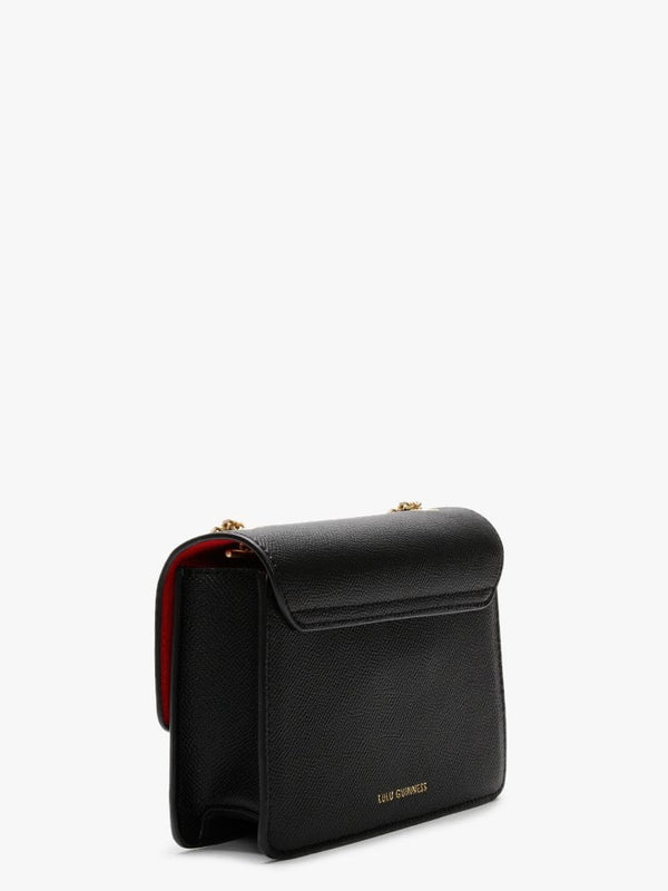 Polly Push Lock Lips Black Leather Cross-Body Bag