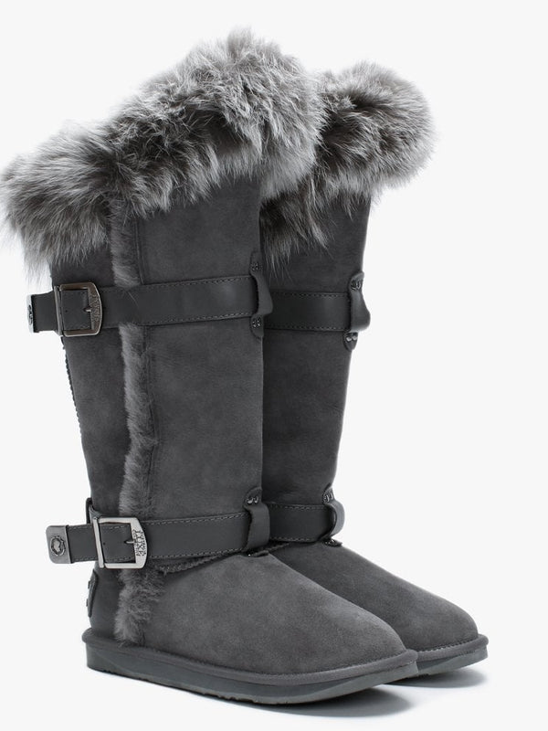 Tsar Tall Grey Double Faced Sheepskin Boots