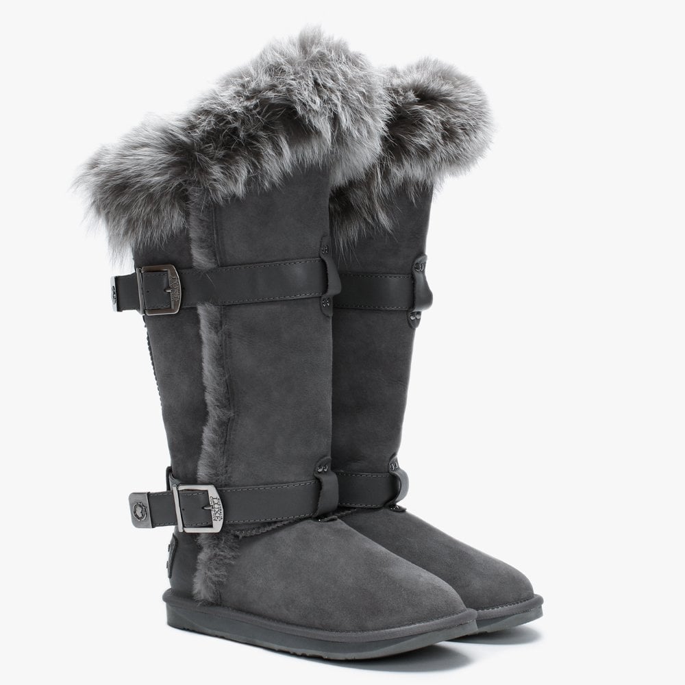 Tsar Tall Grey Double Faced Sheepskin Boots