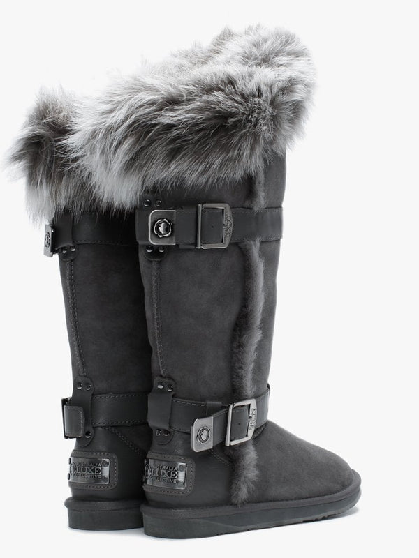 Tsar Tall Grey Double Faced Sheepskin Boots
