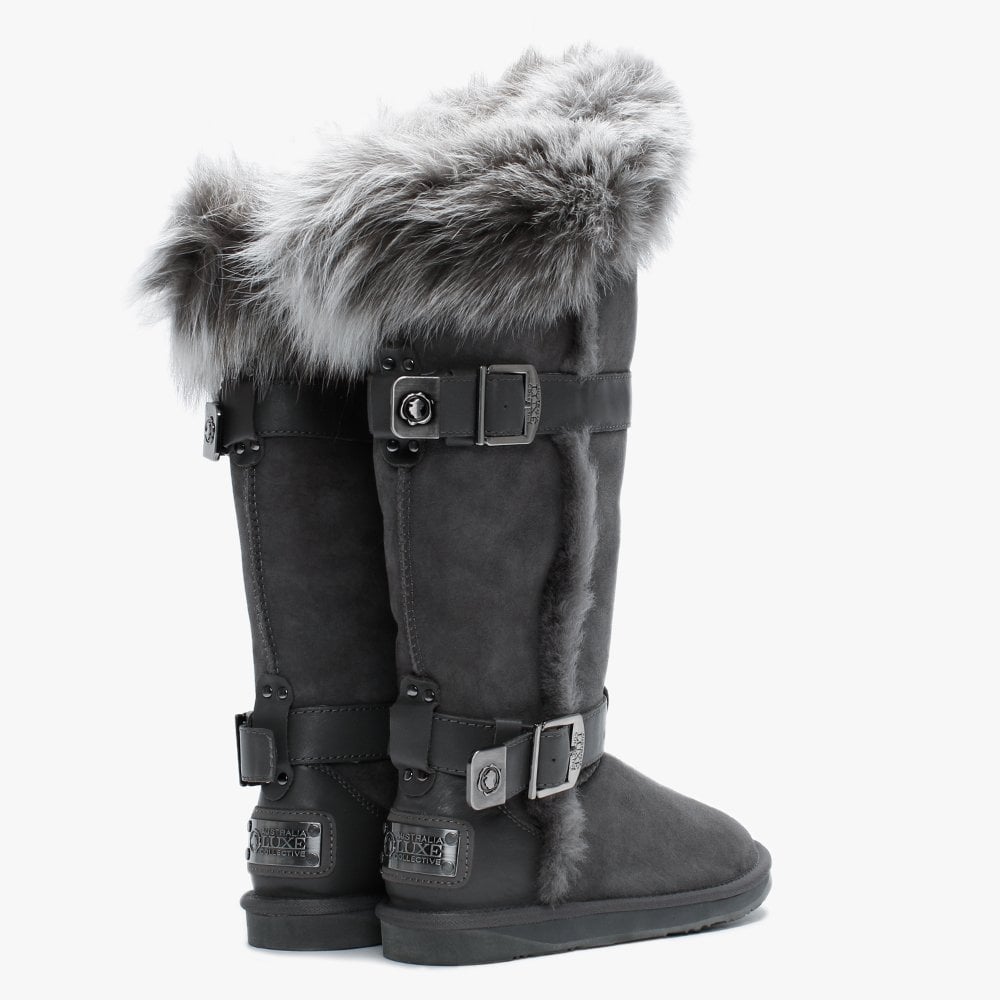 Tsar Tall Grey Double Faced Sheepskin Boots