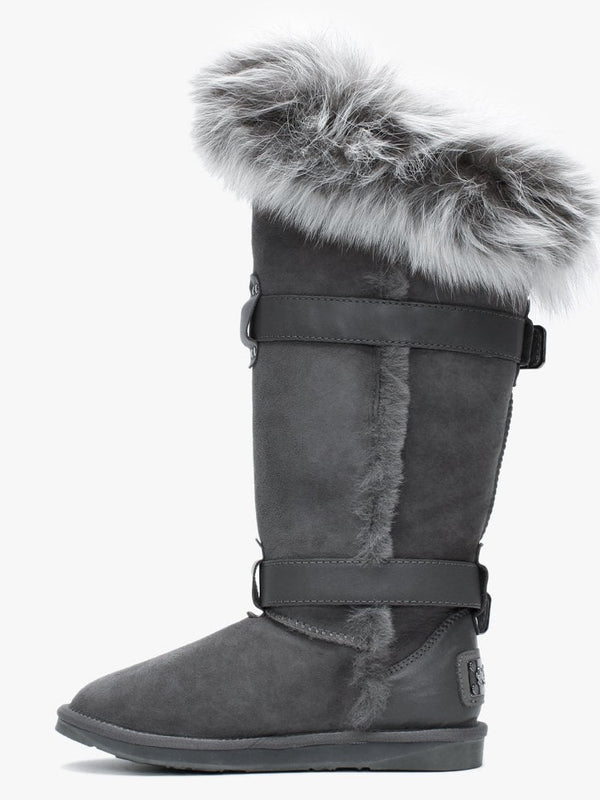 Tsar Tall Grey Double Faced Sheepskin Boots