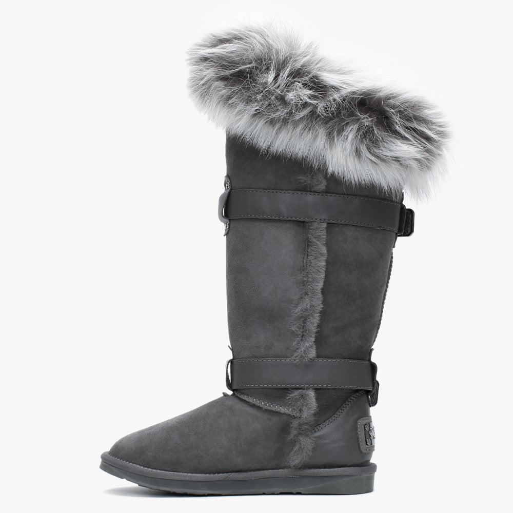 Tsar Tall Grey Double Faced Sheepskin Boots