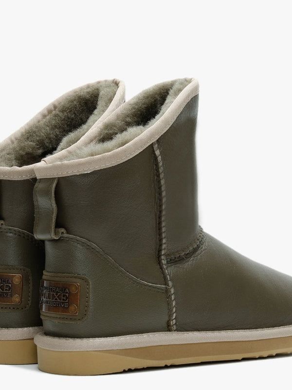 Cosy X Khaki Double Faced Sheepskin Leather Ankle Boots