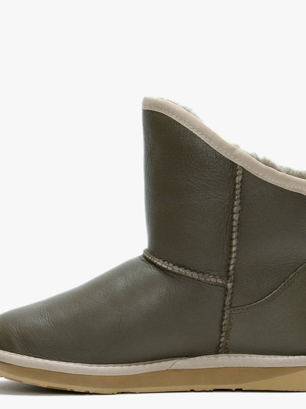 Cosy X Khaki Double Faced Sheepskin Leather Ankle Boots
