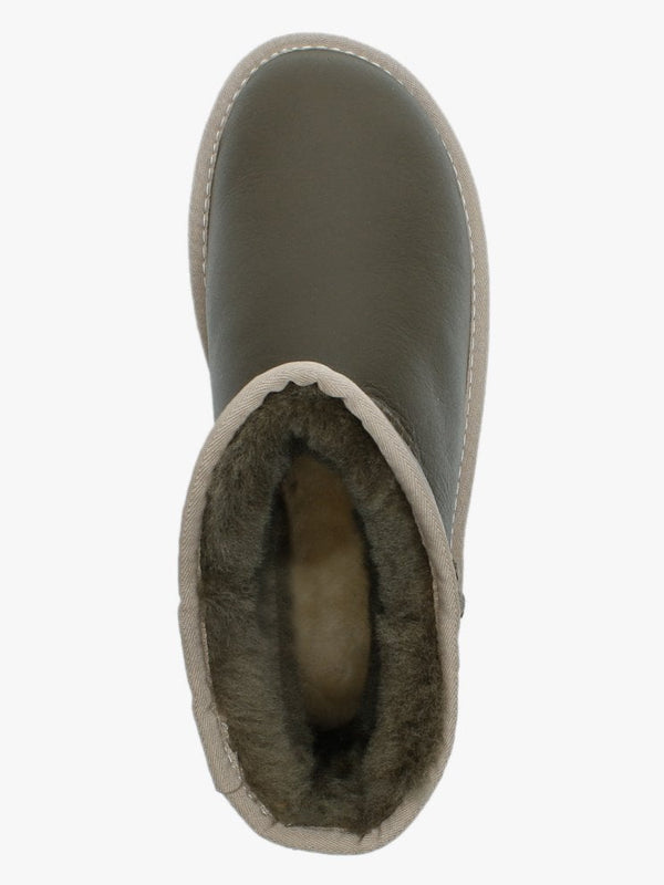 Cosy X Khaki Double Faced Sheepskin Leather Ankle Boots
