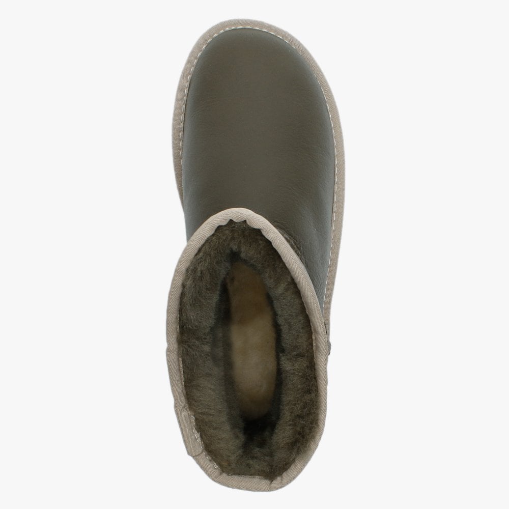 Cosy X Khaki Double Faced Sheepskin Leather Ankle Boots
