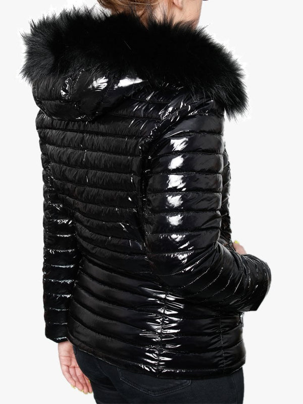 Jolia Black Shiny Nylon Padded Jacket