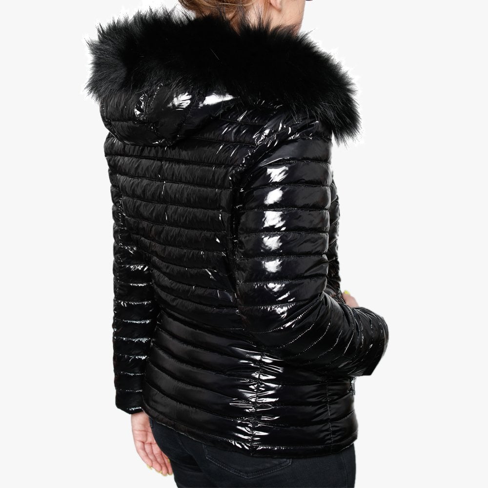 Jolia Black Shiny Nylon Padded Jacket